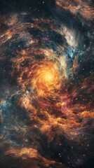 Produce a visually stunning artwork that explores the depths of space with a wide-angle view of cosmic 