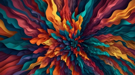 Fototapeta na wymiar Abstract volumetric background with dynamic geometric and wave-like shapes, a kaleidoscope of abstract patterns. Colorful texture concept.generative.ai 