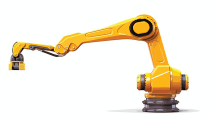 Yellow robot arm for industry isolated on white background