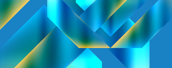 A vibrant abstract background featuring a geometric pattern in electric blue and yellow colors. The symmetry of the design creates an eyecatching display of colorfulness and artistry