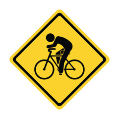 bicycle yellow sign area frequently used by bicyclists bike lane road sign