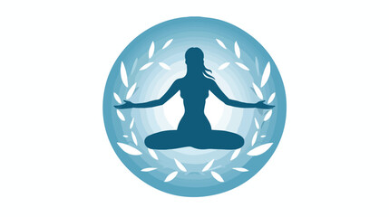 Yoga icon vector image in a circle with blue border
