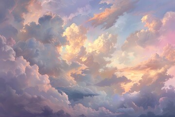 Ethereal Sunset Skies - obrazy, fototapety, plakaty