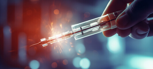 The doctor holds a syringe with a needle, generative AI