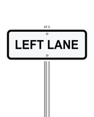 Left Lane traffic sign on white