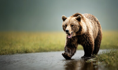 Obraz premium Fantasy Illustration of a wild animal bear. Digital art style wallpaper background.