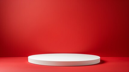Beautiful round wooden empty podium with space for a product with plant elements, purpl colors