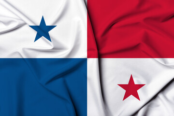 Beautifully waving and striped Panama flag, flag background texture with vibrant colors and fabric...