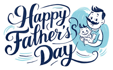 Happy Father's Day, creative calligraphy text, isolated on Transparent, PNG background