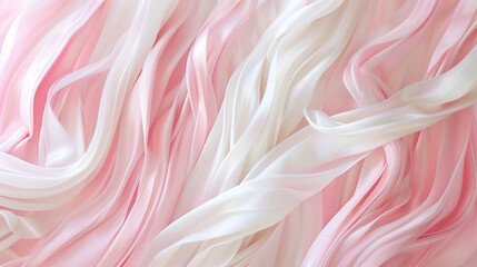 Blush to white 3D ribbons, soft morning light mimicry.