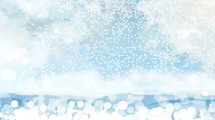 Frosty mosaic with crystal-clear dots, serene snowscape.