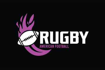 colorful rugby logo label. Vector illustration.