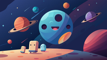 Naklejka premium A remote corner of the galaxy was home to a group of aliens that resembled colorful sentient orbs with a penchant for mischief. However their
