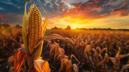 Naklejka premium corn in a corn field