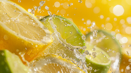 Lemon and Lime Wedges with a Splash of Water