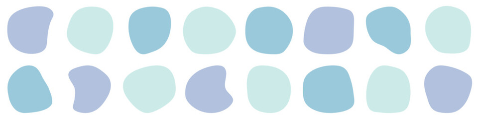 シェイプ　青　水色　セット　シンプル　抽象的な形