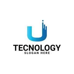 Letter U Logo Design Vector In Blue Gradient stock illustration