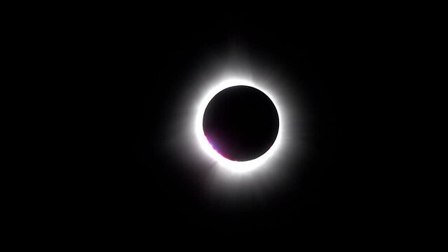 Bailey's beads and long diamond ring effect during the total solar eclipse of April 8, 2024.