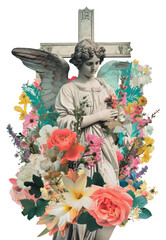Naklejka premium PNG An high Angel flower cross angel
