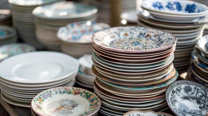 Vintage Treasures Sustainable Dishes at Second-Hand Market