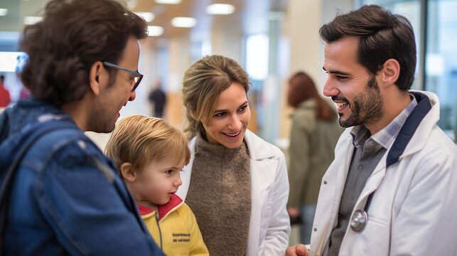 happy family expressing gratitude to their trusted family doctor during a routine 