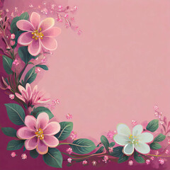 pink background with flowers