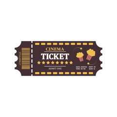 Vintage cinema ticket isolated on white background