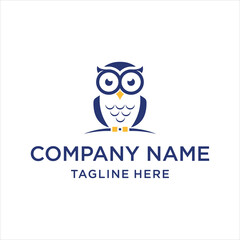 Illustration Owl logo design with Two colour concept and creative.