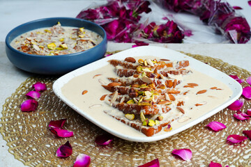 Shahi tukda or shahi tukra, bread pudding, sweet made with bread