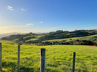 Fototapeta premium landscape with fence and sky