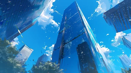 Foto op Plexiglas 高層ビルの風景、ローアングル10 © 孝広 河野