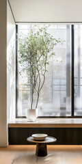 Fototapeta premium Modern interiors with natural light coming in from windows. Minimalist composition.