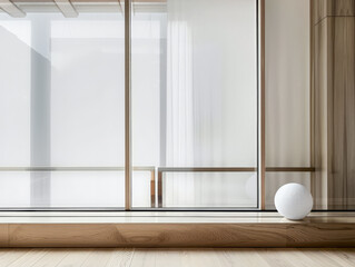 Modern interiors with natural light coming in from windows. Minimalist composition.