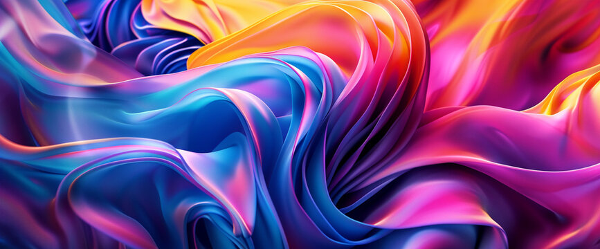 Experience the beauty of fluidity with this AI-generated image. The background features abstract colorful wave patterns, where twisted colored waves ebb and flow in a captivating dance of motion.