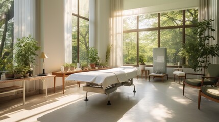 clinic, where a patient undergoes a healing therapy administered by a skilled practitioner 