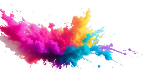 Bright colorful watercolor splash splatter stain brush strokes on white background. Modern vibrant aquarelle spot. Aquarelle explosion on white. Element. Vector watercolor illustration isolated design