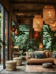 Stylish Interior Design of Tropical Living Room with Natural Elements