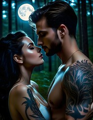 Paranormal style romance of couple in the woods