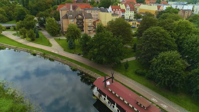 Ship River Gwda Pila Rzeka Statek Aerial View Poland
