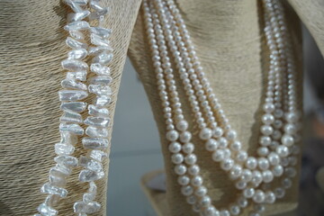 A necklace made of mother-of-pearl stones.