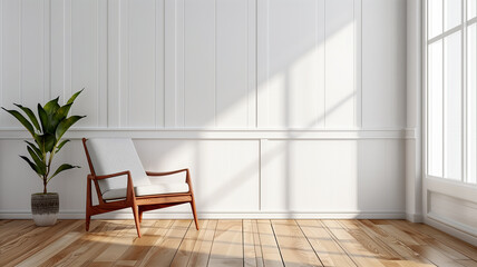 Minimalist Scandinavian-Style Room with Chair and Plant