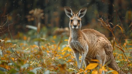 Fototapeta premium Follow the Kangaroo as It Explores the Vast Bushland, Its Curiosity Leading It on an Exciting Adventure.