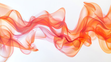 Luminous tendrils of tangerine and coral intertwining in a delicate dance, casting prismatic reflections against the holographic backdrop, isolated on solid white background.