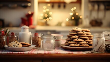 warm and inviting kitchen filled with the aroma of freshly baked cookies and holiday treats.