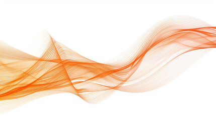 Dynamic wave lines with a gradient of orange hues, symbolizing enthusiasm and progress in digital communication and technology, isolated on a white background.