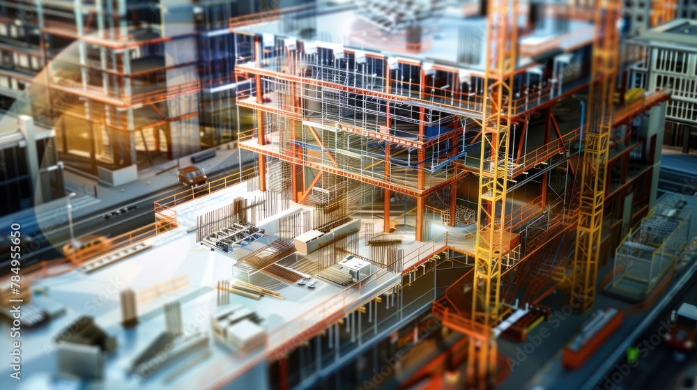 Poster building information modeling (bim) software being used to plan and visualize construction projects 