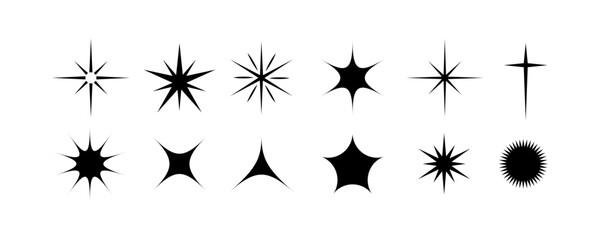 Stars and Sparkles icon set , Twinkle Shine Effect Sign vector illustration	 on white background 