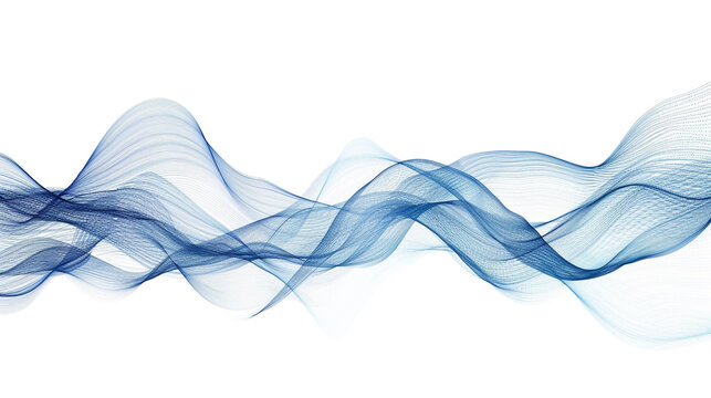 Dynamic Wave Lines With A Gradient Of Electric Blue, Symbolizing Connectivity And Progress In Digital Communication And Technology, Isolated On A White Background.