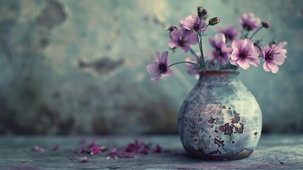 Vintage texture hints of purple hues and floral patterns evoking elegance in simplicity - obrazy, fototapety, plakaty
