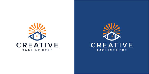 Creative Sun House logo design template.
